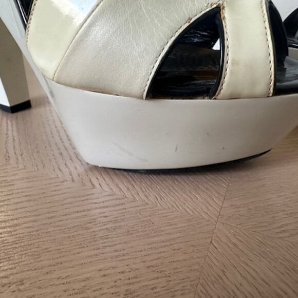 Pierre Hardy Chunky Heel Sandals, Cream, Leather & Patent Leather Size 38 - Picture 10 of 12